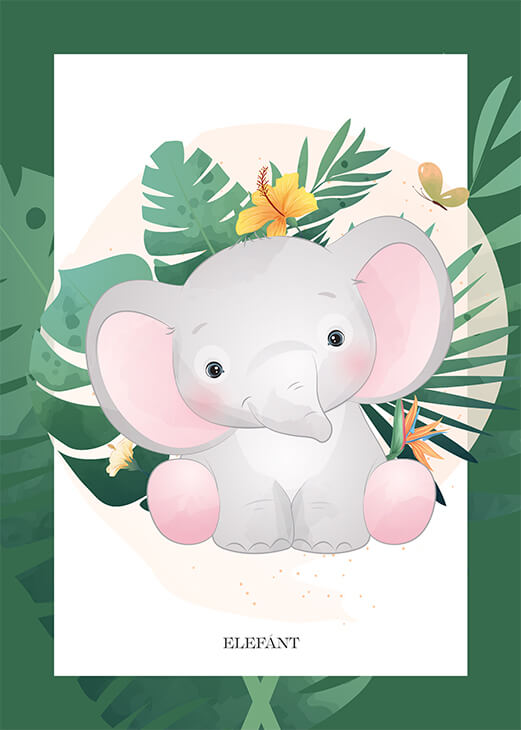 A dzsungel állatai - Elefánt gyermek poszter