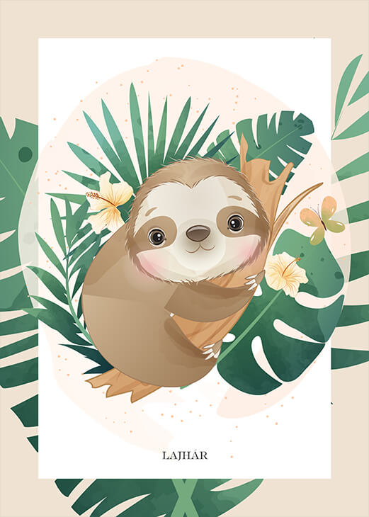 A dzsungel állatai - Lajhár gyermek poszter