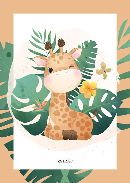 A dzsungel állatai - Zsiráf gyermek poszter