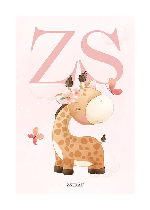 Betűk - Zsiráf gyermek poszter