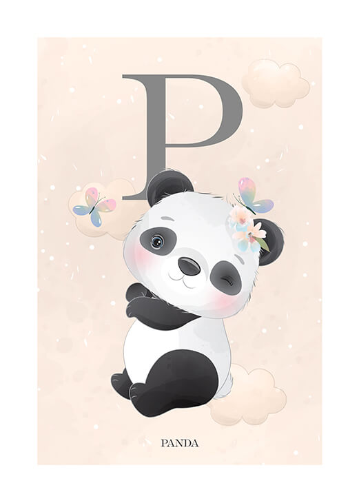 Betűk - Panda gyermek poszter