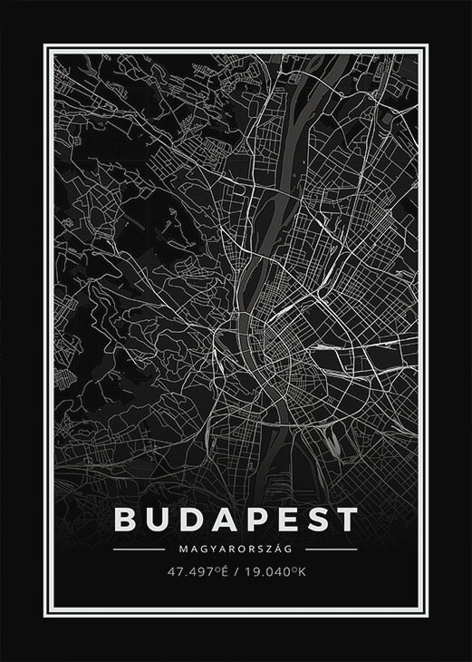 Térkép - A Te városod (sötét) feliratos személyre szabható poszter