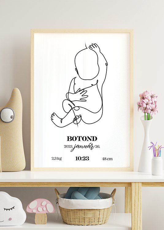 Újszülött baba adatok 2. személyre szabható feliratos poszter
